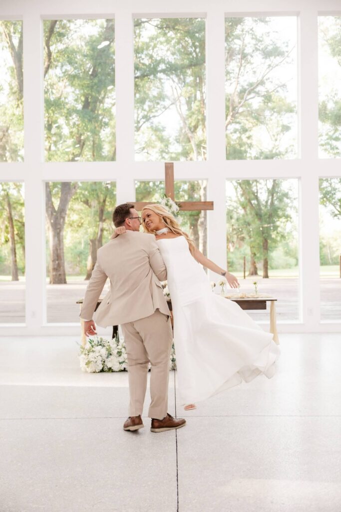 Hannah and Michael together on their wedding day at Whitewood Ranch