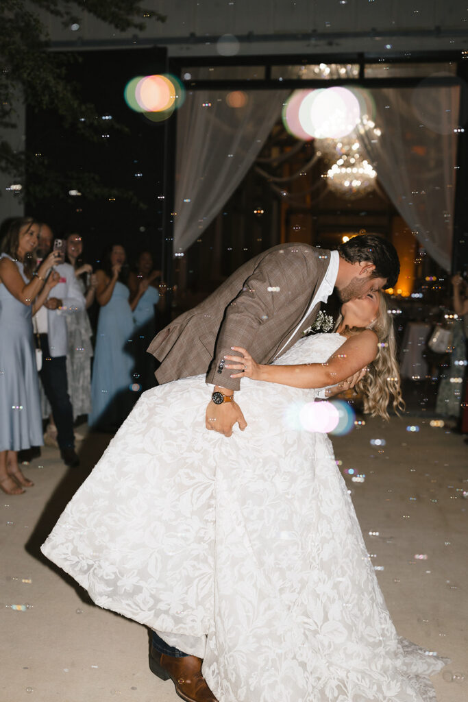 Bride and groom celebrate during their Lake Mary wedding send off