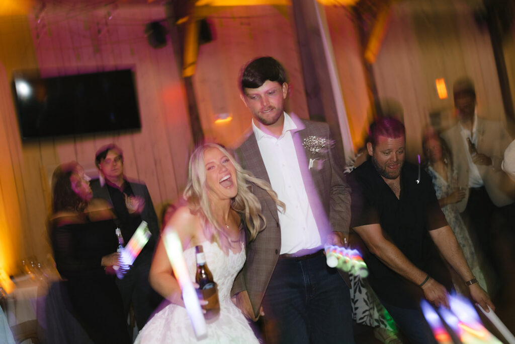 Sierra and Marshall dancing during their Lake Mary wedding reception
